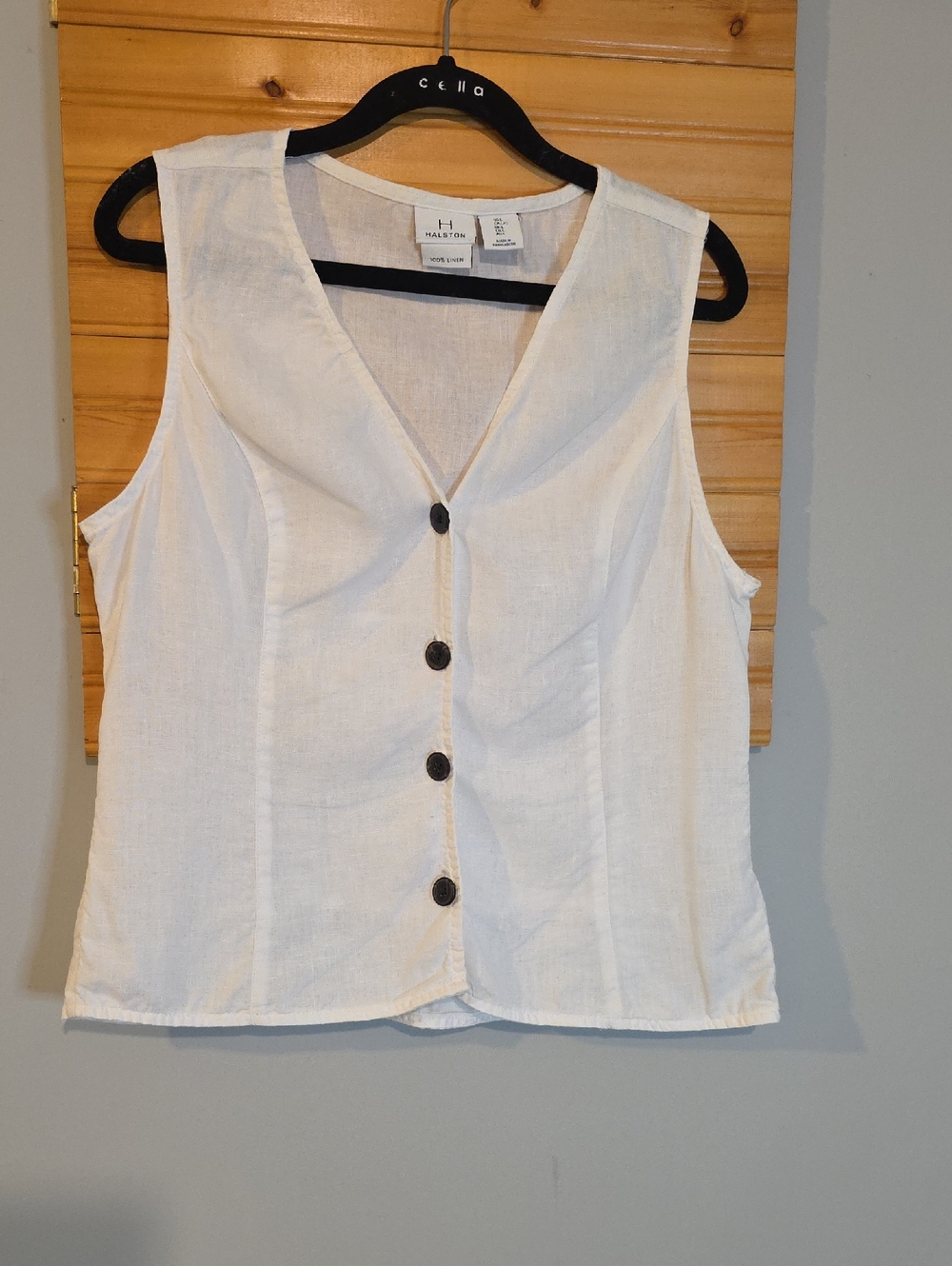 H by Halston White Sleeveless Button-Front V-Neck Top/vest L - Picture 1 of 4